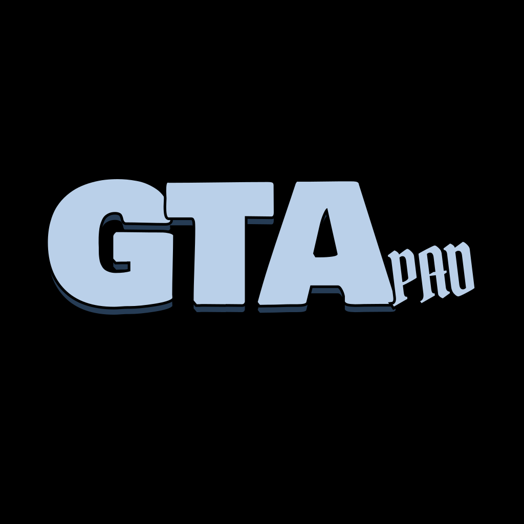 GTAPad logo in ice blue on black